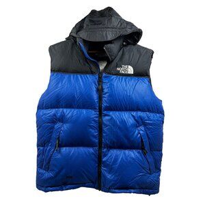 The North Face Men's Ripstop 700 Fill Down Puffer Vest With Hood Blue & Black
